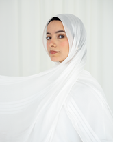 Three Lines Chiffon Scarf - White